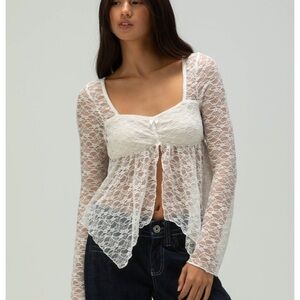 Tilly's White Lace Long Sleeve Top